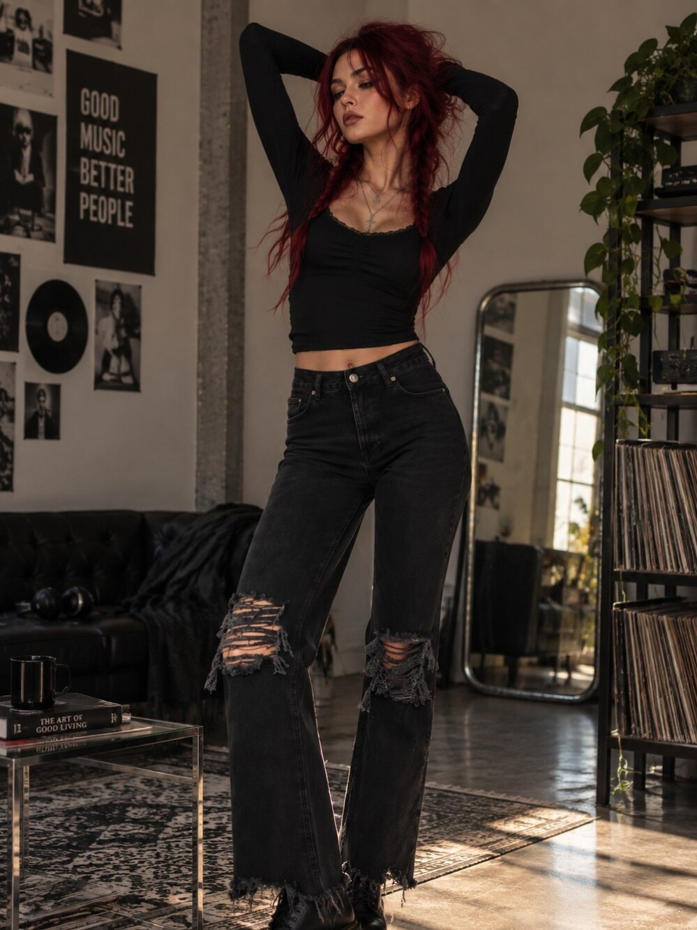 Free People We The Free Maggie Jeans 28 Black Distressed Straight Leg Raw Hem CC